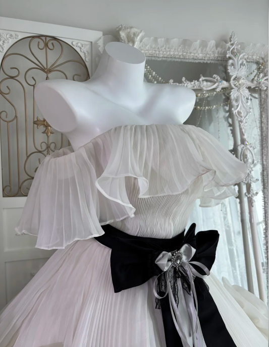 Elegant Strapless Tulle Pleated 3D Flowers Long Birthday Quinceanera Dress Sweet 16 Dress SP1447