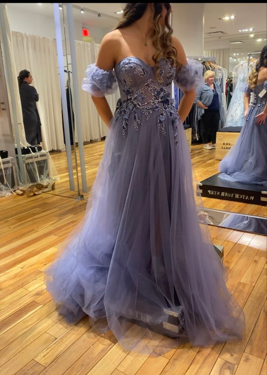 Sweetheart Neckline A-line Tulle Prom Dress,Graduation Dress Y7043