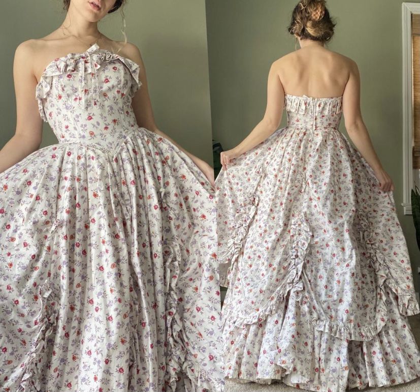 girlhomeshops--Pink Floral Elegant Long Chiffon Homecoming Dress Women Girls Garden Party Dress gh5717