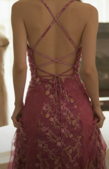 Charming Mermaid Spaghetti Straps Dusty Rose Satin Tulle Applique Long Prom Dress,Evening Dress GG1449