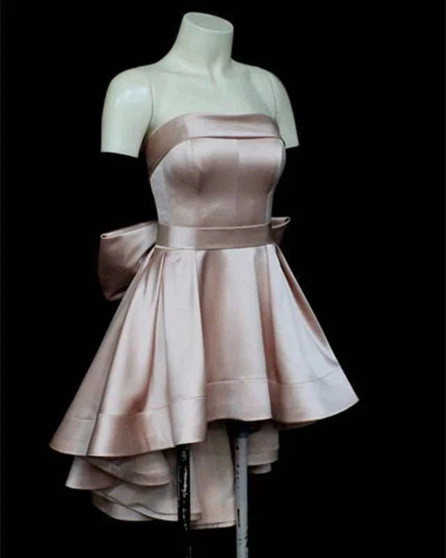 Bow Ball Satin Short Homecoming Dress