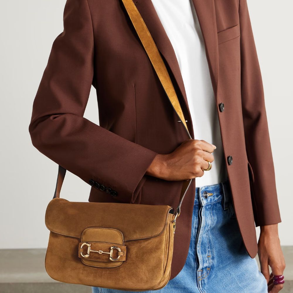 Gucci Horsebit 1955 Aura Small Shoulder Bag Brown 26Cm
