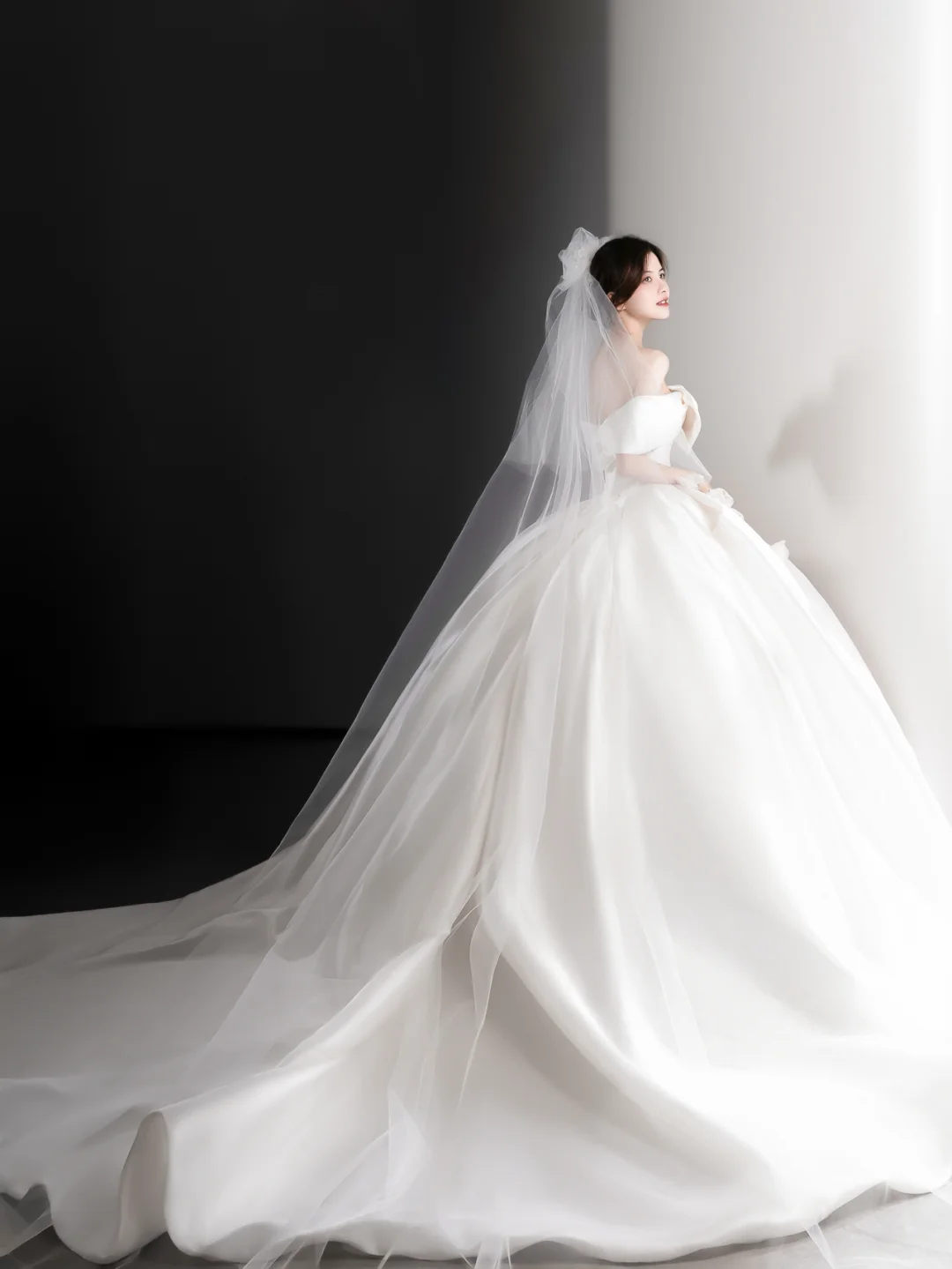 Elegant Ball Gown Off The Shoulder Satin Applique Long Wedding Dresses C4132