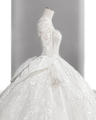 Timeless Ball Gown Tulle Lace Sequin Long Sleeves Long Wedding Dresses C4137