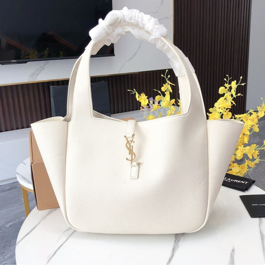Saint Laurent Le 5 À 7 Bea In Grained Leather White 50Cm 763435AADDG