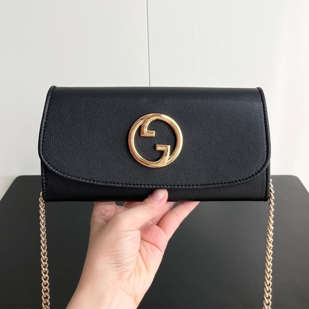Gucci Blondie Continental Chain Wallet Black 21Cm 725215 UXX0G 1000