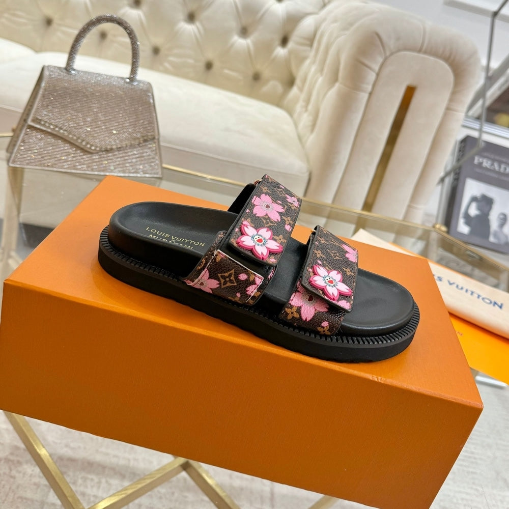 LOUIS VUITTON X MURAKAMI LV SUNSET FLAT COMFORT MULE SAKURA BROWN 1AGVYY