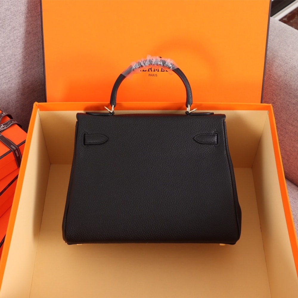 Hermes Kelly Togo Handbag Black 25Cm