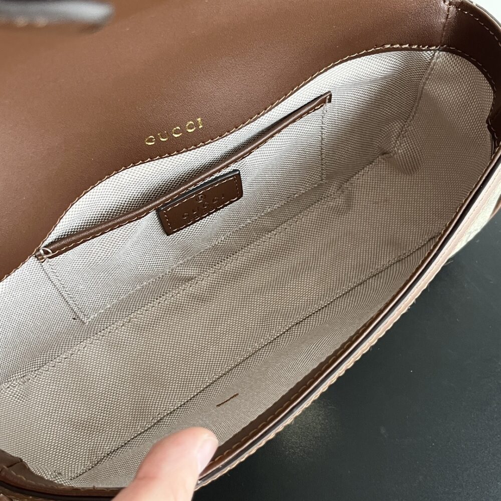 Gucci Horsebit 1955 Small Top Handle Bag Beige And Brown 22Cm