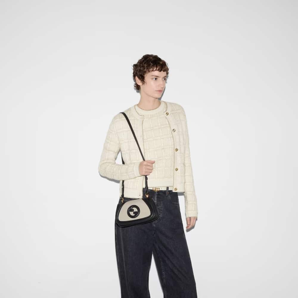 Gucci Blondie Shoulder Bag Natural Black 22Cm 815716 HAAKF 2546