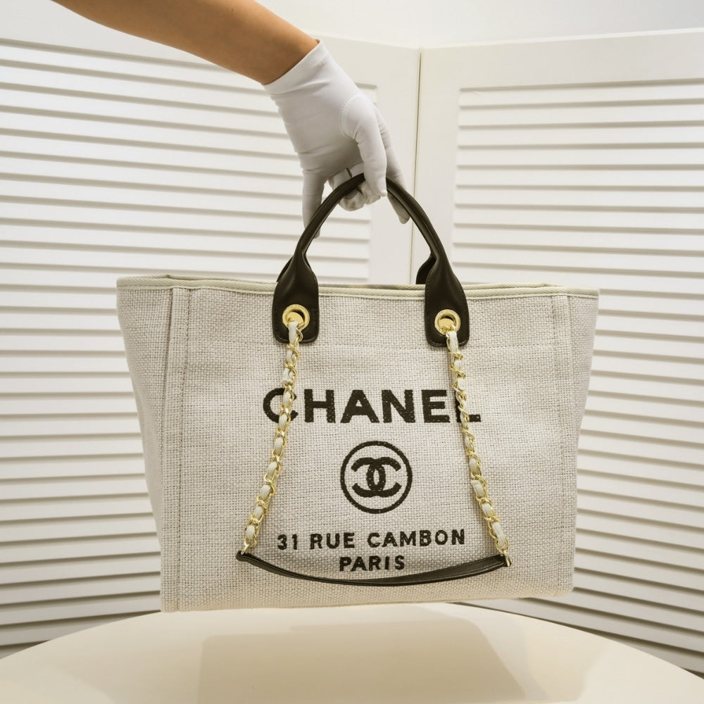 Chanel Deauville Large Tote Shopping Bag 37Cm