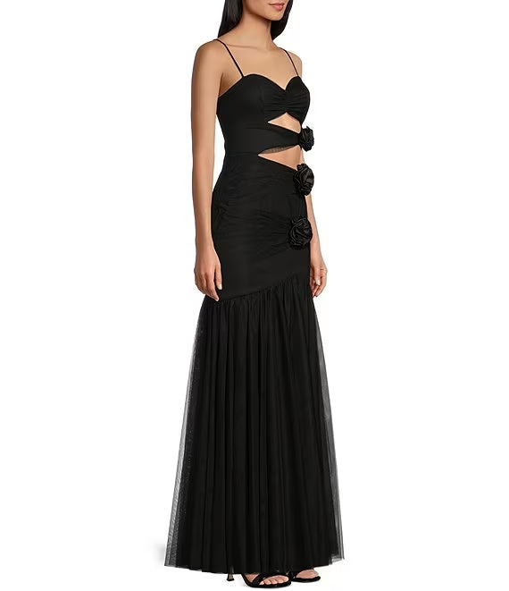 Hollow Rose Sweetheart Collar sheer fishtail prom dress