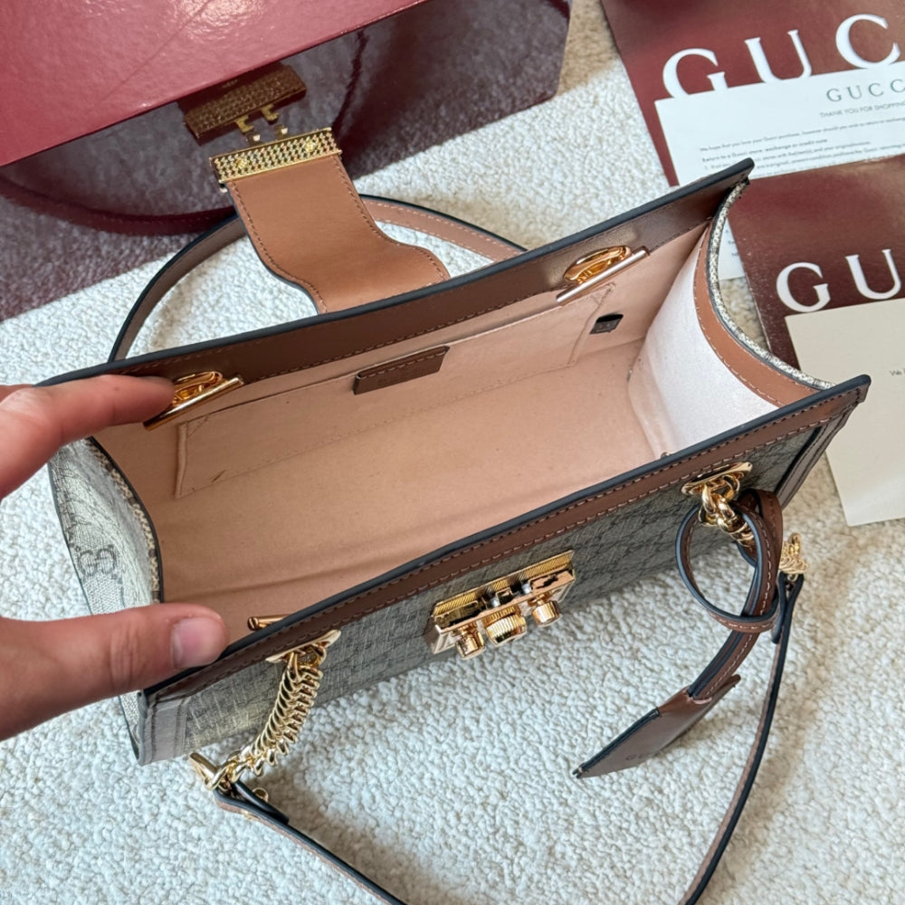 Gucci Padlock Small Shoulder Bag Brown Gg Supreme 25Cm