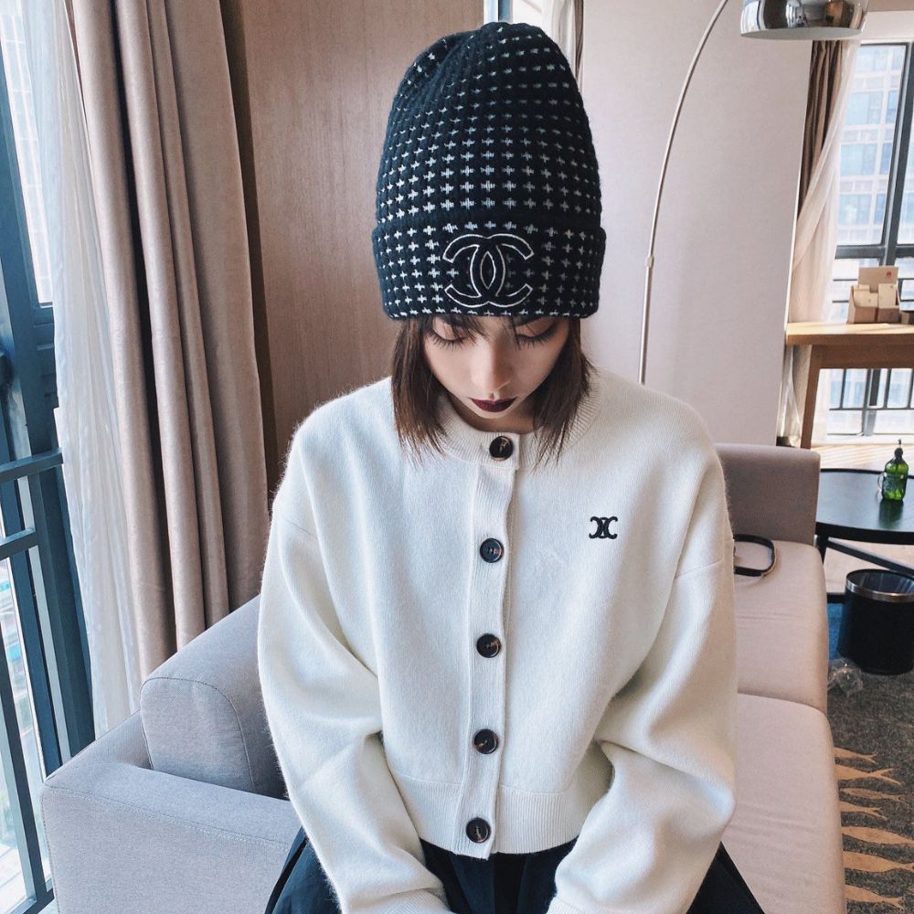 Chanel CC Wool Beanie Black