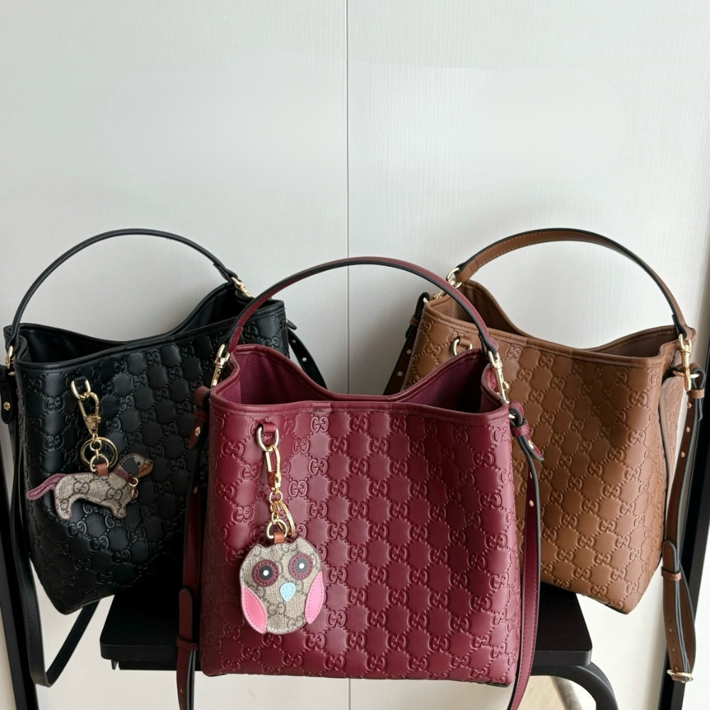 Gucci GG Emblem Small Bucket Bag Black 25Cm