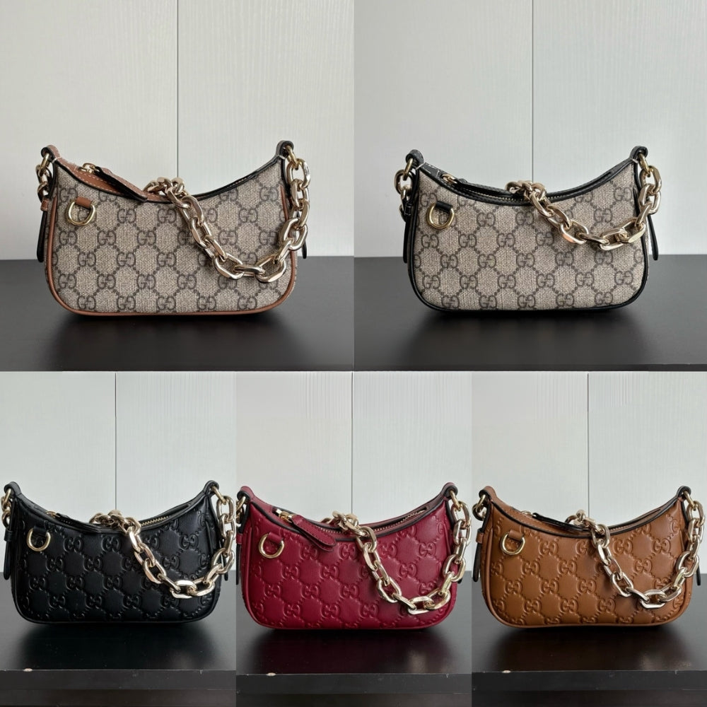 Gucci Gg Emblem Mini Shoulder Bag In Brown Gg Embossed 19Cm