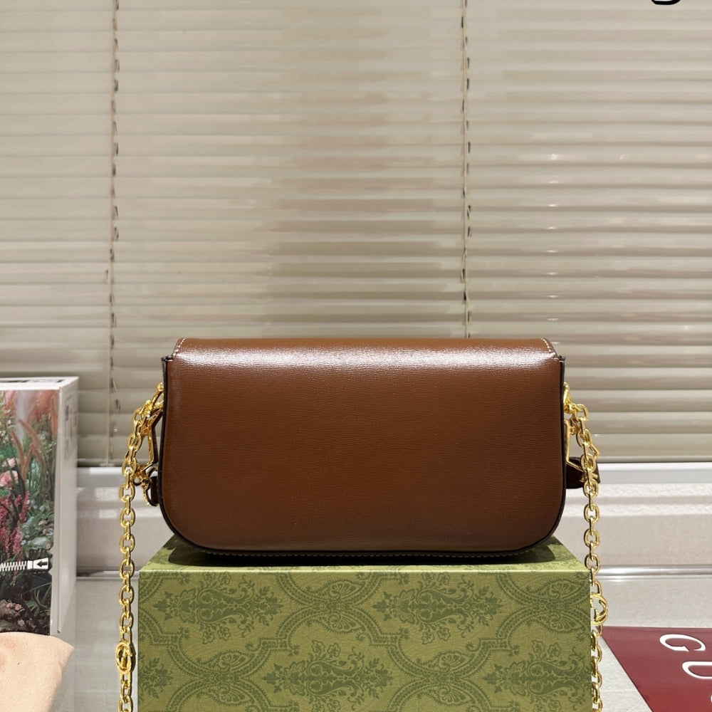 Gucci Horsebit 1955 Small Shoulder Bag Brown 24Cm