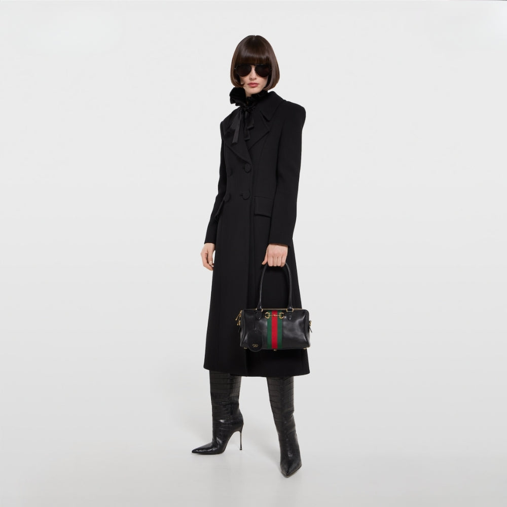 Gucci Borsetto Medium Boston Bag Black Leather 28cm