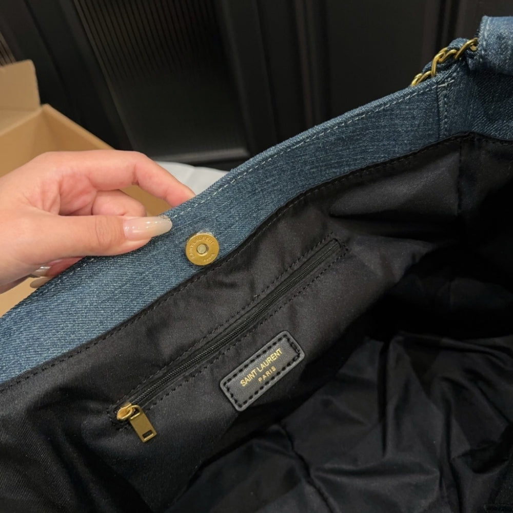 Saint Laurent Chain Hobo Bag Denim Blue 30cm