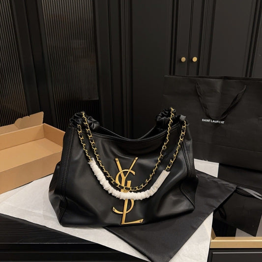 Saint Laurent Chain Hobo Bag Black 30cm