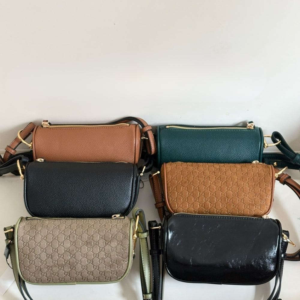 Gucci Half Horsebit Mini Bag Brown GG Suede 19Cm