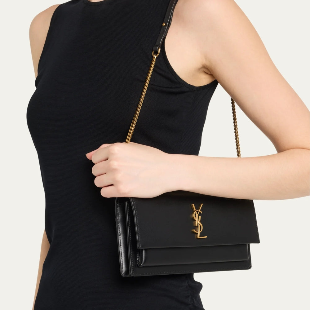 Saint Laurent Sunset Clutch Black 22Cm