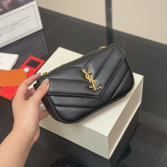 Saint Laurent Loulou Mini In Matelassé Black 20Cm