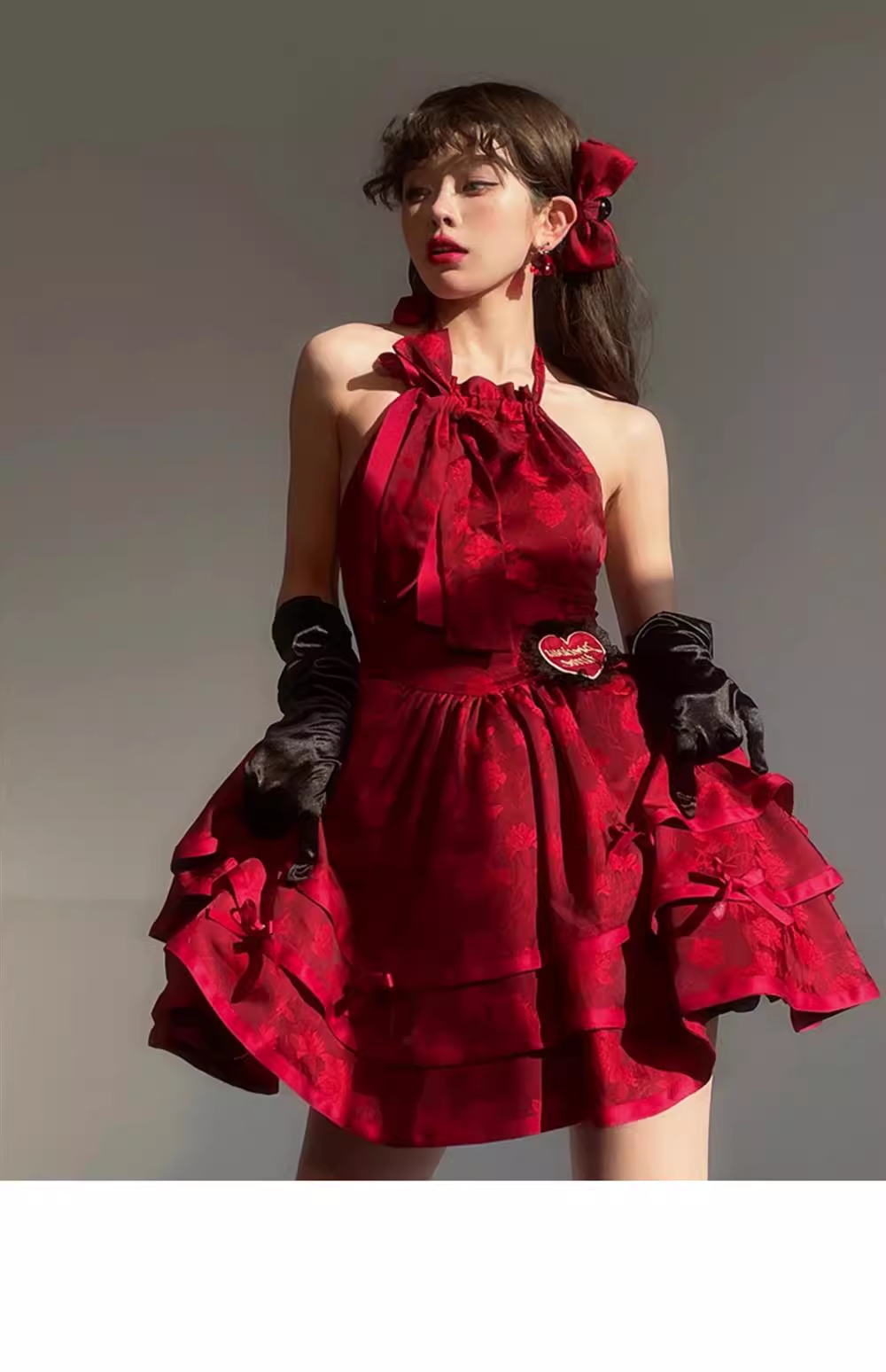 Cute Ball Gown Halter Burgundy Lace Short Cocktail Dresses Birthday Outfits