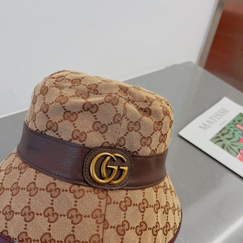 Gucci Canvas Bucket Hat With Double G Brown 576587 4HG62 2564
