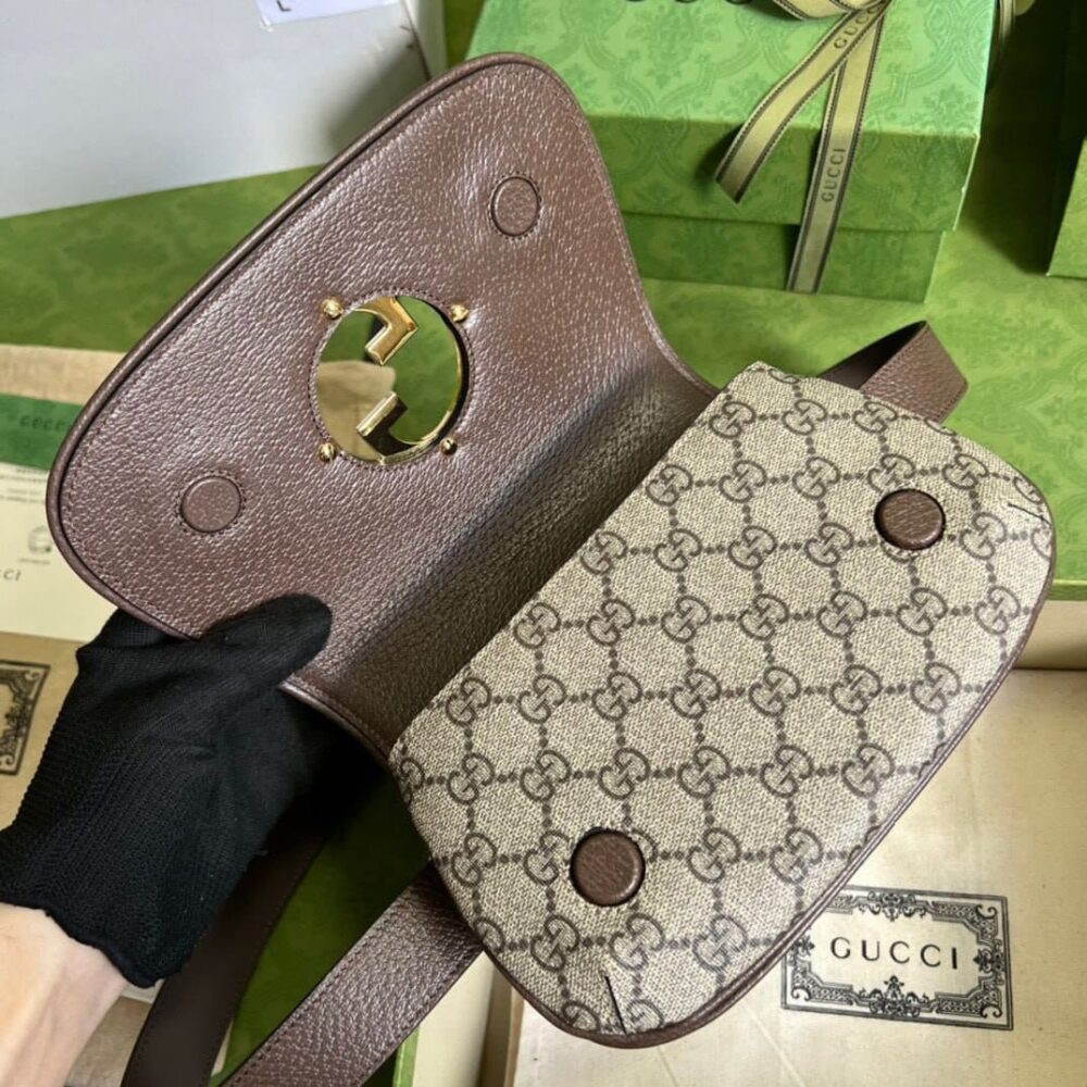 Gucci Blondie Belt Bag GG Supreme Beige Ebony 90Cm 703807 K9GSG 8358