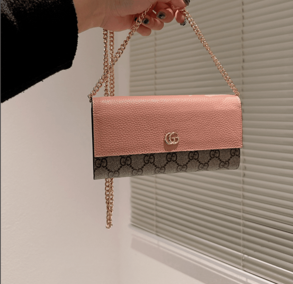 Gucci GG Marmont Bicolor Wallet On Chain Pink 19Cm 456116 17WAG 5788