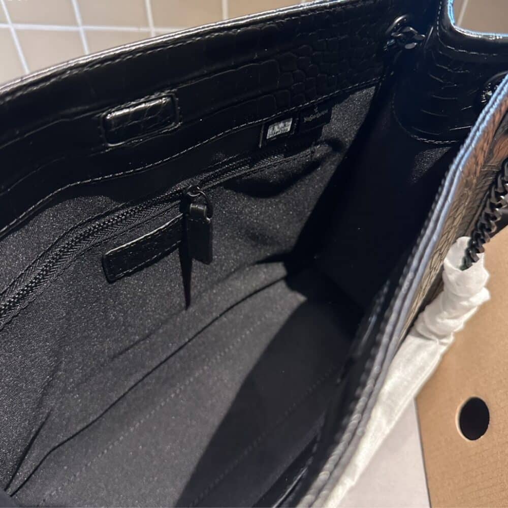 Saint Laurent Niki Shopping Bag In Embossed Leather Black 33Cm