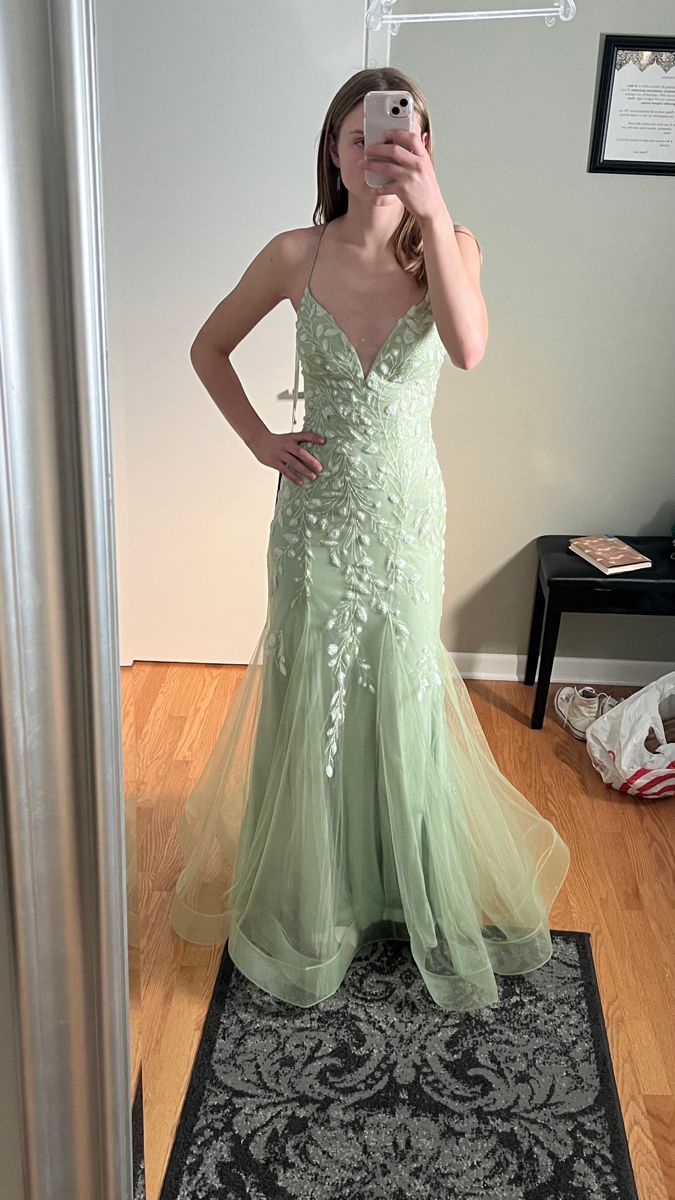 Beautiful Mermaid Spaghetti Straps Tulle Applique Long Prom Dress,Evening Dress GG1842