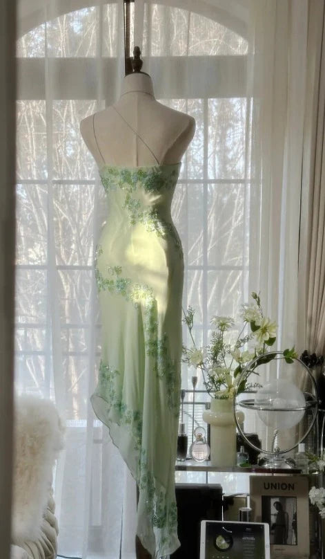 Gorgeous Mermaid One Shoulder Strap Chiffon Applique Sequin Long Prom Dress,Homecoming Dress,18th Birthday Dress GG3571