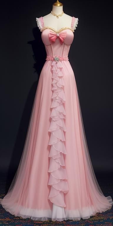 Chic A Line Sweetheart Pink Tulle Bow Long Prom Dress, Evening Dress GG407