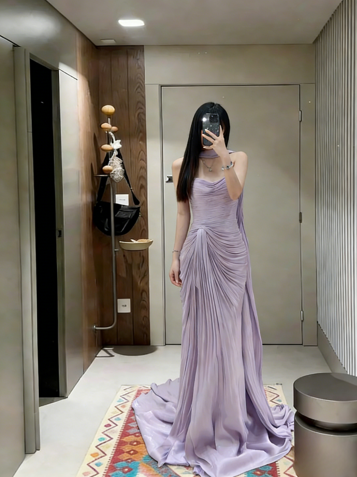 Pretty Lilac Mermaid Strapless Pleated Chiffon Long Prom Dress,Evening Dress GG5658