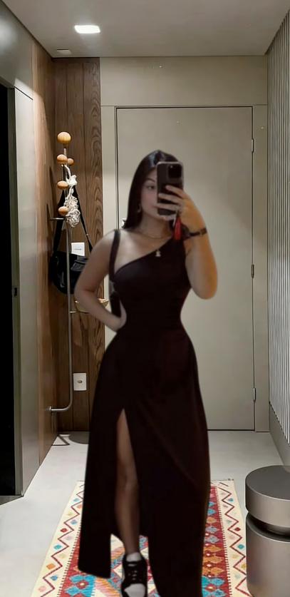 Sexy A Line One Shoulder Satin Slit Long Prom Dress,Evening Dress GG5706