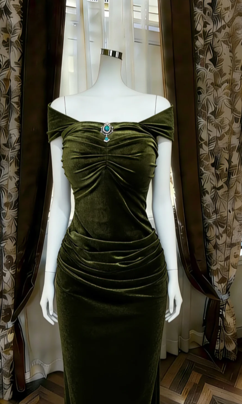 Sexy Mermaid Off The Shoulder Velvet Long Prom Dress,Evening Dress GG5800