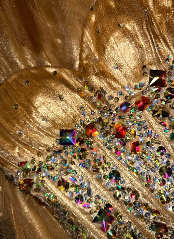 Chic Gold A Line Sweetheart Tulle Sequin Long Prom Dress,Evening Dress GG5814