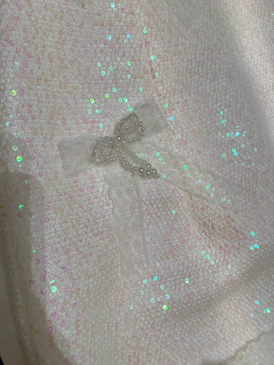 Glittering Spaghetti Straps Homecoming Dress White Bows Birthday Dress Sequins Beads A-Line Mini Dress GG5885