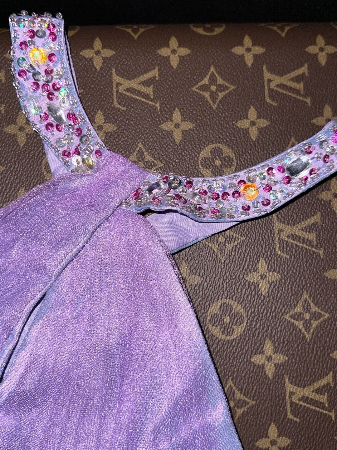Chic Beaded Halter Neck Purple Prom Dress Crystals A-Line Evening Dress GG6140