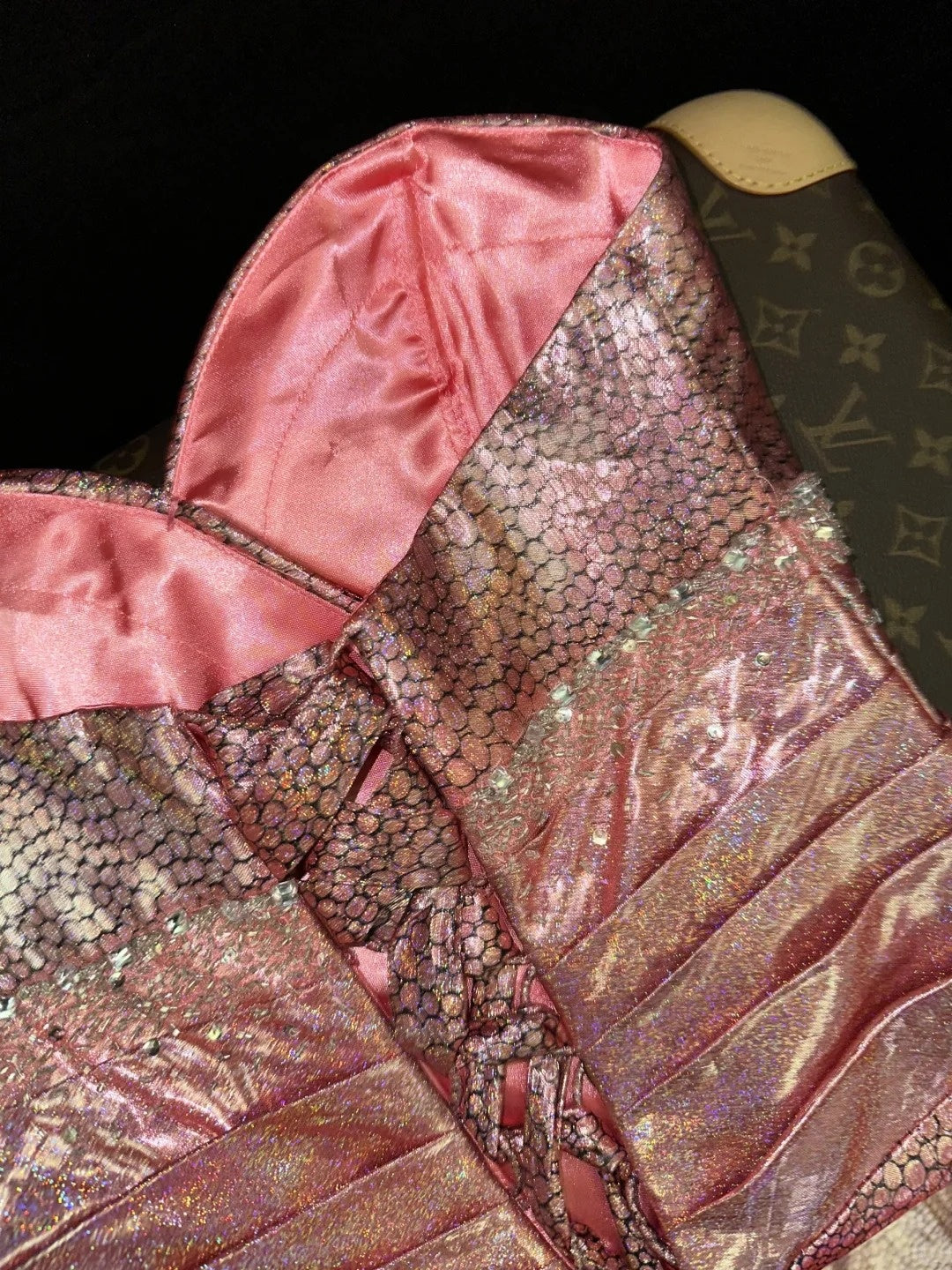 Lustrous Strapless Pink Prom Dress Sequins A-Line Evening Dress GG6186