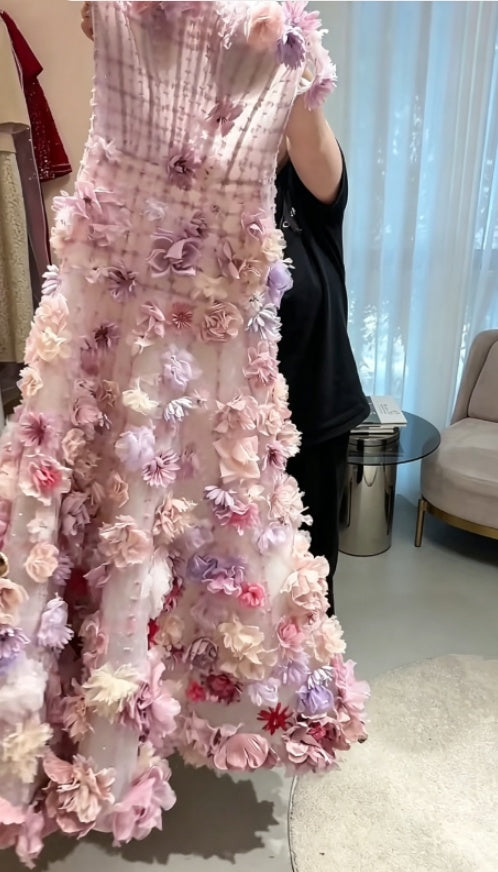 Dreamy Off-Shoulder Purple Prom Dress 3D Appliques Mermaid Evening Dress GG6297