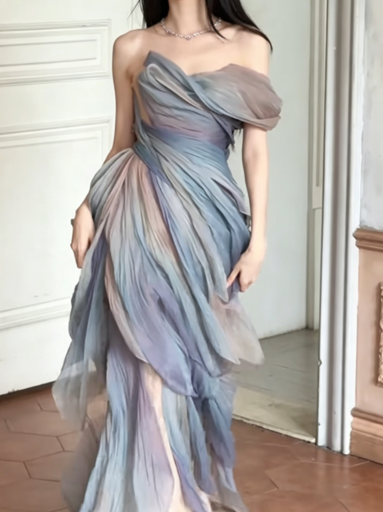 Charming Off-Shoulder Prom Dress Chiffon Sheath Evening Dress GG6387