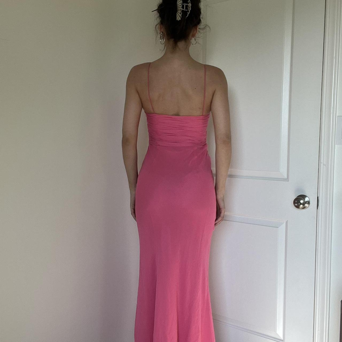 Charming Pink Halter Chiffon Slit Long Prom Dress Formal Party Gown SP302