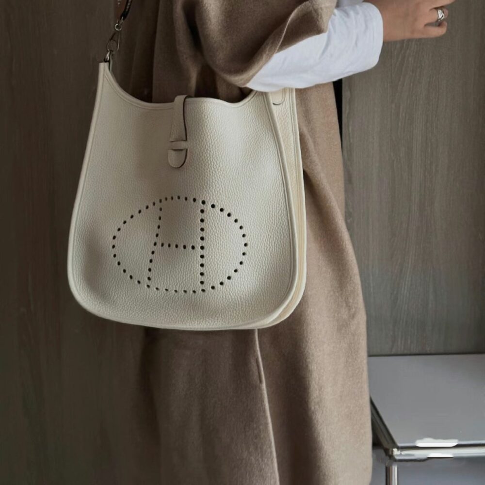 Hermes Evelyne 29 Clemence White 25cm