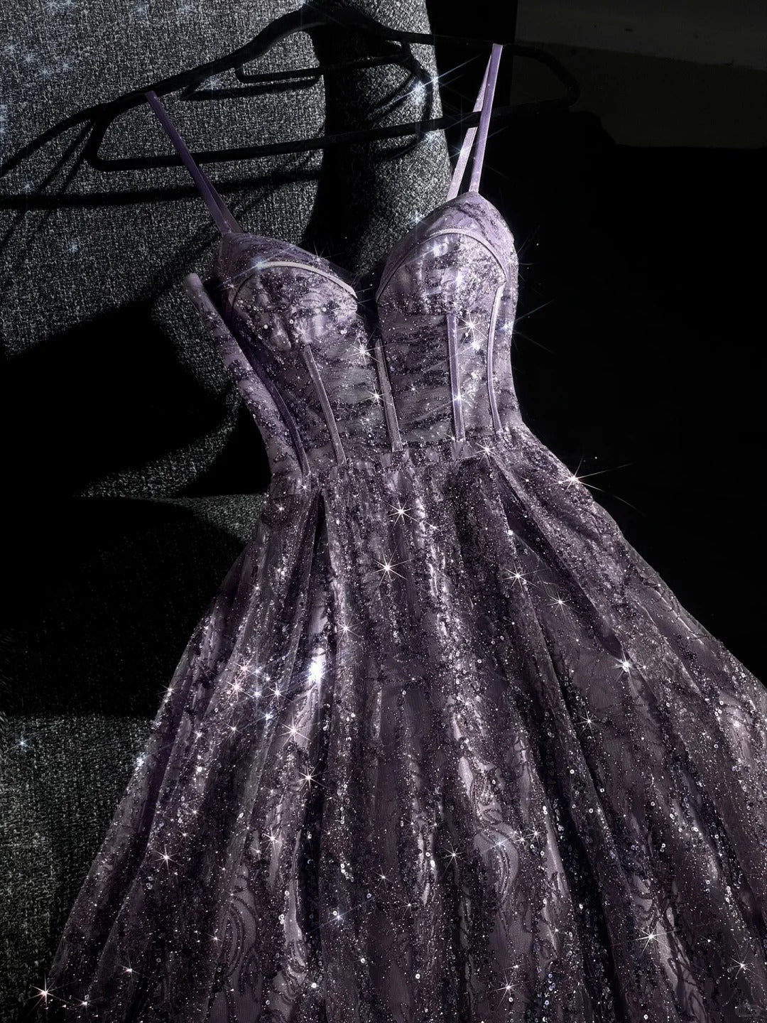 girlhomeshops--Purple gorgeous exquisite beaded long tulle prom dress ball gown romantic and dazzling girl gh5693
