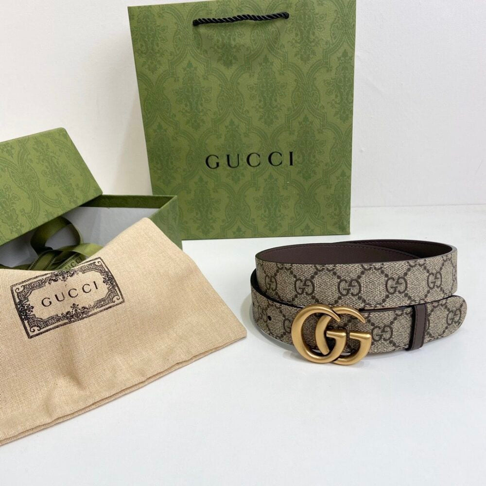 Gucci GG Marmont Reversible Belt Brown Leather 659416 92TIC 8358