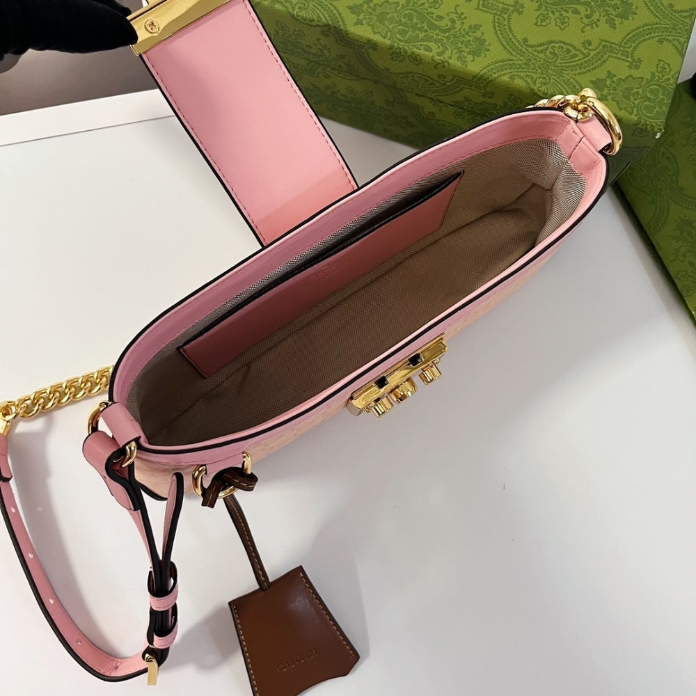 Gucci Padlock Small Shoulder Bag GG Supreme Dusty Pink 27Cm 811705 FAD3R 6244