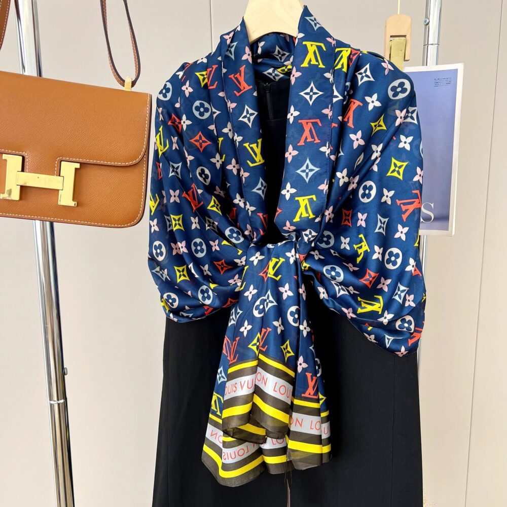 Louis Vuitton Colorful Monogram Scarf Blue 180Cm